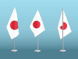 Flag of Japan with silver pole.Set of Japan's national flag vector