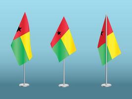 Flag of Guinea Bissau with silver pole.Set of Guinea Bissau's national flag vector