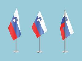 Flag of Slovenia with silver pole.Set of Slovenia's national flag vector