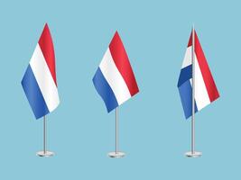 Flag of Netherlands with silver pole.Set of Netherlands's national flag vector