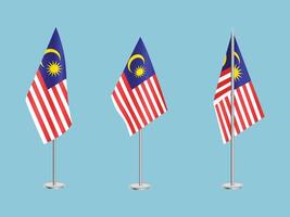 Flag of Malaysia with silver pole.Set of Malaysia's national flag vector