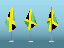 Flag of Jamaica with silver pole.Set of Jamaica's national flag vector