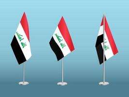 Flag of Iraq with silver pole.Set of Iraq's national flag vector