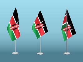 Flag of Kenya with silver pole.Set of kenya's national flag vector