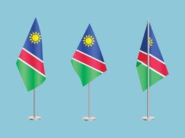 Flag of Namibia with silver pole.Set of Namibia's national flag vector