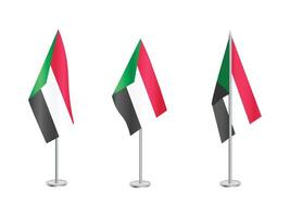 Flag of Sudan with silver pole.Set of Sudan's national flag vector