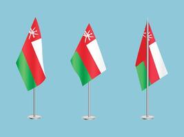 Flag of Oman with silver pole.Set of Oman's national flag vector