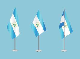 Flag of Nicaragua with silver pole.Set of Nicaragua's national flag vector