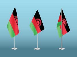 Flag of Malawi with silver pole.Set of Malawi's national flag vector