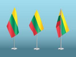 Flag of Lithuania with silver pole.Set of Lithuania's national flag vector