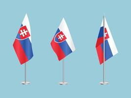 Flag of Slovakia with silver pole.Set of Slovakia's national flag vector