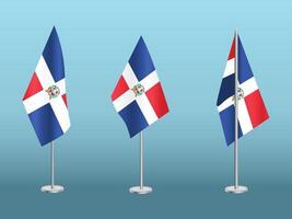 Flag of Dominican Republic with silver pole.Set of Dominican Republic's national flag vector