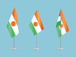 Flag of Niger with silver pole.Set of Niger's national flag vector