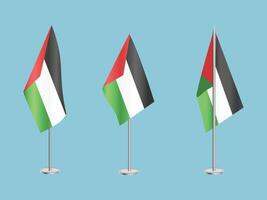 Flag of Palestine with silver pole.Set of Palestine's national flag vector