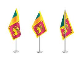 Flag of Sri Lanka with silver pole.Set of Sri Lanka's national flag vector