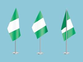 Flag of Nigeria with silver pole.Set of Nigeria's national flag vector