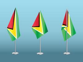 Flag of Guyana with silver pole.Set of Guyana's national flag vector