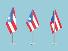 Flag of Puerto Rico with silver pole.Set of Puerto Rico's national flag vector
