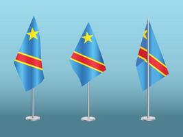 Flag of DRC with silver pole.Set of Democratic Republic of the Congo's national flag vector