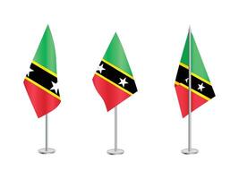 Flag of Saint Kitts and Nevis with silver pole.Set of Saint Kitts and Nevis's national flag vector