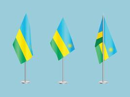 Flag of Rwanda with silver pole.Set of Rwanda's national flag vector