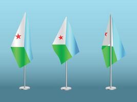 Flag of Djibouti with silver pole.Set of Djibouti's national flag vector