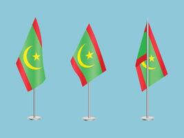 Flag of Mauritania with silver pole.Set of Mauritania's national flag vector