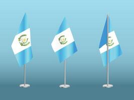 Flag of Guatemala with silver pole.Set of Guatemala's national flag vector