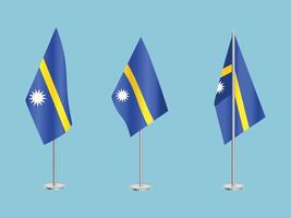 Flag of Nauru with silver pole.Set of Nauru's national flag vector