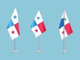 Flag of Panama with silver pole.Set of Panama's national flag vector