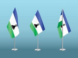 Flag of Lesotho with silver pole.Set of Lesotho's national flag vector