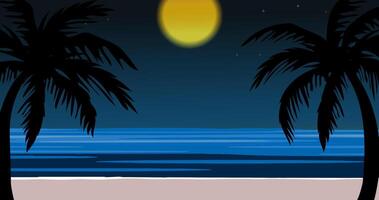 Night sea with full moon. Used for decoration, advertising design, websites or publications, banners, posters and brochures. vector