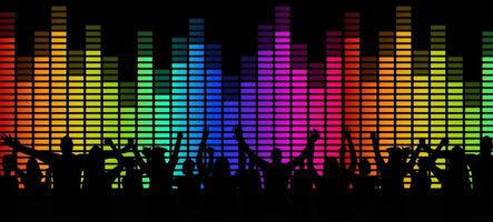 Crowd at concert with equalizer. Used for decoration, advertising design, websites or publications, banners, posters and brochures. vector