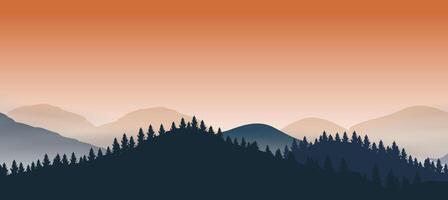 misty mountainsc panorama style. Used for decoration, advertising design, websites or publications, banners, posters and brochures. vector