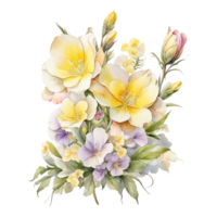 vattenfärg bukett blomma, vattenfärg bukett blomma design png