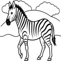 Zebra coloring pages. Zebra Animal outline. Animal line art vector