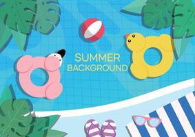 Happy Summer Holliday Vacation Background with ocean view, beach scenery or the view of swimming pool vector