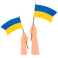 Hands with yellow-blue Ukrainian flags png