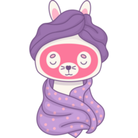 Bunny wrapped in towel with mask on face png