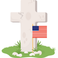 Memorial Day. Grave cross with American flag png