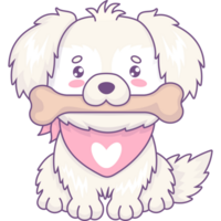 Cute dog with big bone png