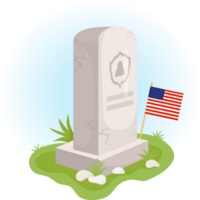 Memorial Day. Grave headstone with American fla png