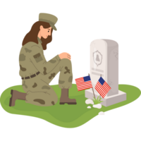 Military soldier woman in front of American grave png