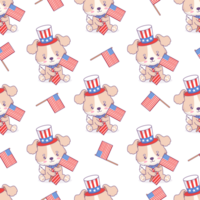 Seamless pattern with patriotic cartoon dog png