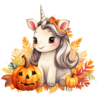 carino unicorno nel Halloween giorno, 2 giorni, annata stile, mano disegnare schizzi stile, perfetto per asilo arte png