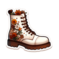 Illustration of a Stylish Boot with Colorful Floral Patterns png