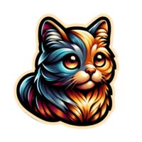 colorida vibrante gato ilustração com rodopiando multicolorido padrões png