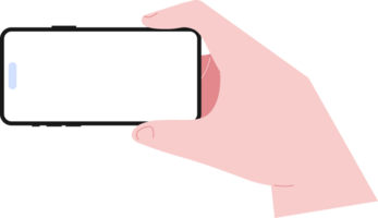 Facile plat main en portant mobile téléphone horizontal illustration png