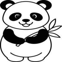 Cute panda coloring pages. Panda animal outline for coloring book. Panda line art vector