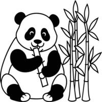 Cute panda coloring pages. Panda animal outline for coloring book. Panda line art vector